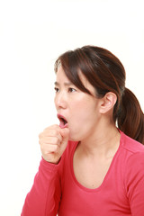 Japanese woman coughing　