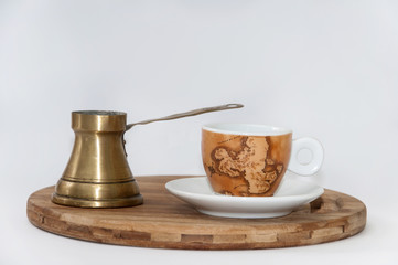 Pair of coffee mugs with turkish cooking utensil