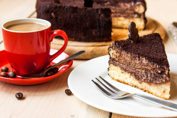 chocolate cake and coffee