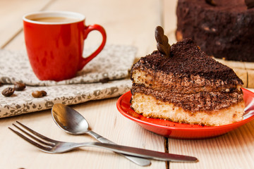 chocolate cake and coffee