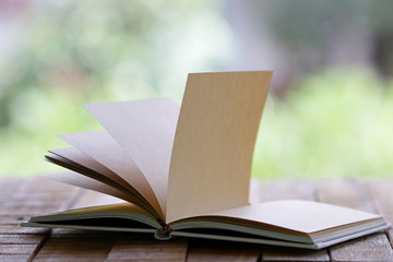Notebook on wooden table