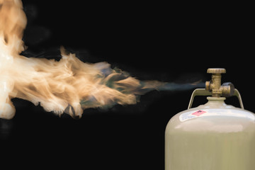 brennende Gasflasche. 