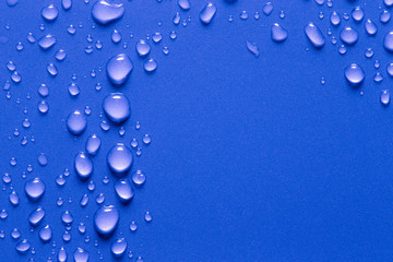 Drops of water on a color background. Shallow depth of field. Se