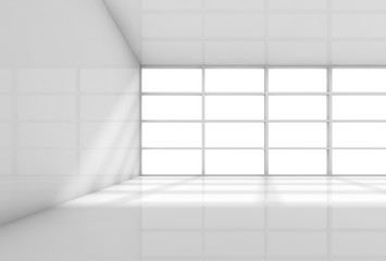 Abstract 3d white interior, empty office room