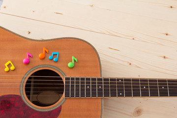 music notes and guitar