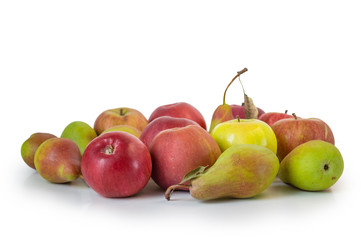 Apples and pears isolated on white