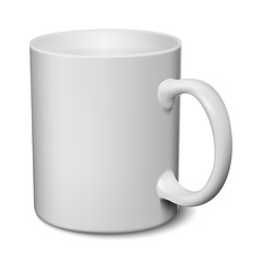Gray mug realistic 3D mockup on a white background vector illustration