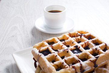 Waffles and coffee