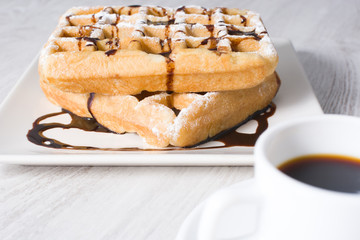 Waffles and coffee