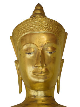 Isolated Golden Budda Head with Crown