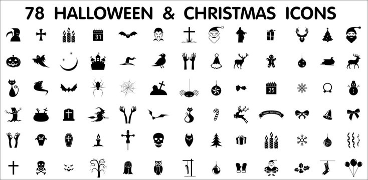 78 halloween and christmas icons