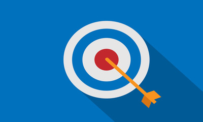 Dart hitting on the target with long shadow. It represents very accurate targeting concept