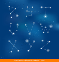 Alphabet letters as star constellation font © TeddyandMia