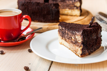 chocolate cake and coffee
