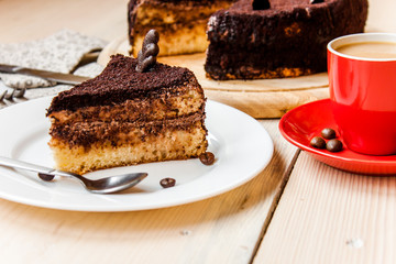 chocolate cake and coffee
