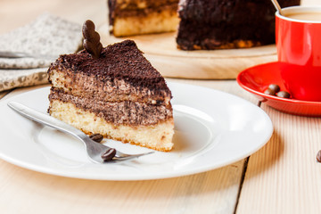 chocolate cake and coffee