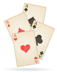playing cards aces of different suits old retro vector illustrat