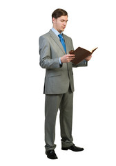 Businessman reading book