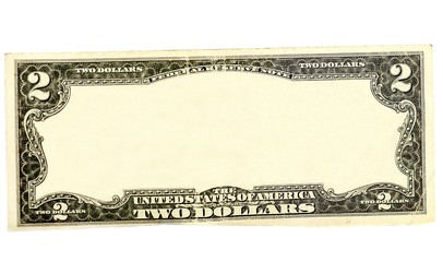 Clear Two dollar bill  border with empty middle area