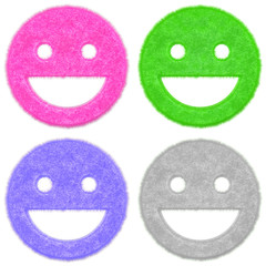 Set of happy smile icons with fur