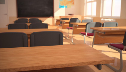 The interior of classroom (3D rendering) 