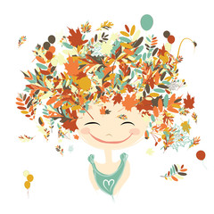 Female portrait with autumn hairstyle for your design