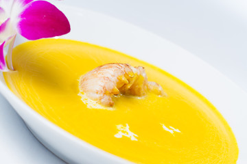 pumpkin soup with lobster