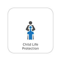Child Life Protection Icon. Flat Design.