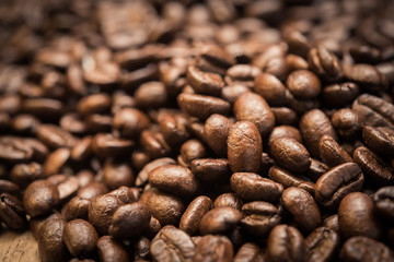 Coffee on grunge wooden background
