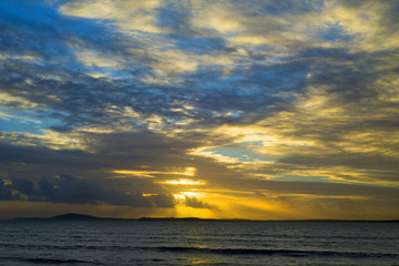 beal beach rocks and seaweed sunset