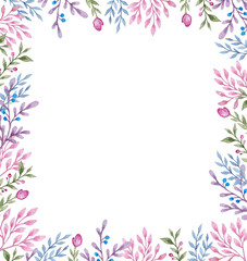 Fototapeta na wymiar Floral frame with flowers and leaves