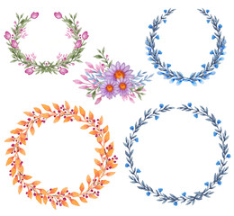 Frames with flowers and leaves