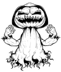 Sinister pumpkin ghost. Black and white