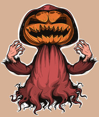 Sinister pumpkin ghost. Colored