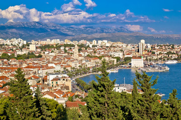 Fototapeta na wymiar City of Split Riva aerial view