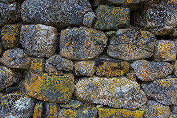 Russia, the Caucasus, North Ossetia. Detail of the stone walls o
