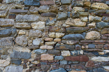 Russia, the Caucasus, North Ossetia. Detail of the stone walls o