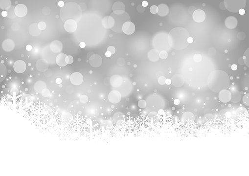 White Xmas Blurry Background and Snowing - Abstract Illustration, Vector
