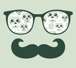 Retro sunglasses with reflection for hipster.