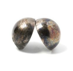 The bursting of the half ball bearing. Isolated background