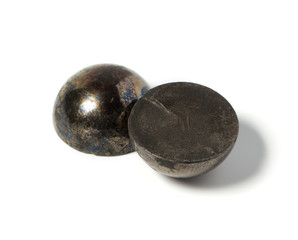 The bursting of the half ball bearing. Isolated background