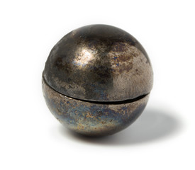 The bursting of the half ball bearing. Isolated background