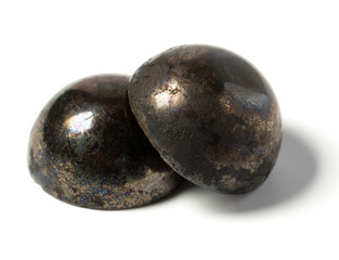 The bursting of the half ball bearing. Isolated background
