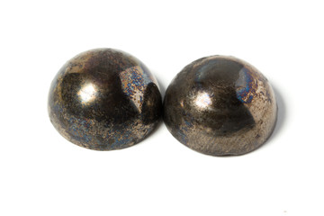 The bursting of the half ball bearing. Isolated background