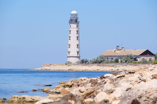 Sea landscape with the image of a lighthouse
