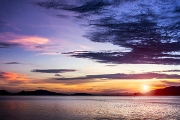 The time of light beautiful at sunset light in the sea.