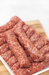Supermarket package of turkish kebabs with minced meat