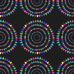 Garlands. Seamless pattern with flags. Hand-drawn background