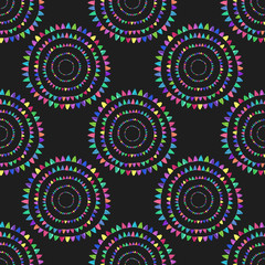 Garlands. Seamless pattern with flags. Hand-drawn background