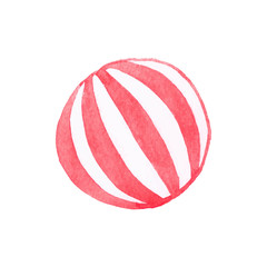 Ball. Hand-drawn toy. Real watercolor drawing. Vector